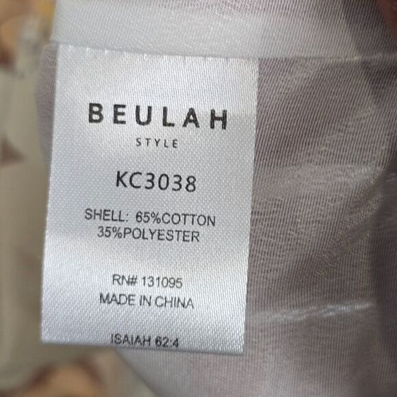 Beulah Style Floral Midi Dress OS Drop Waist Neutral Pastel Multicolor Peasant - Picture 8 of 10